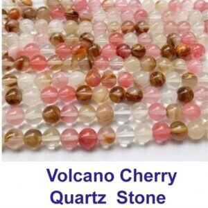 Volcano Cherry Quartz Beads -  15" strand
